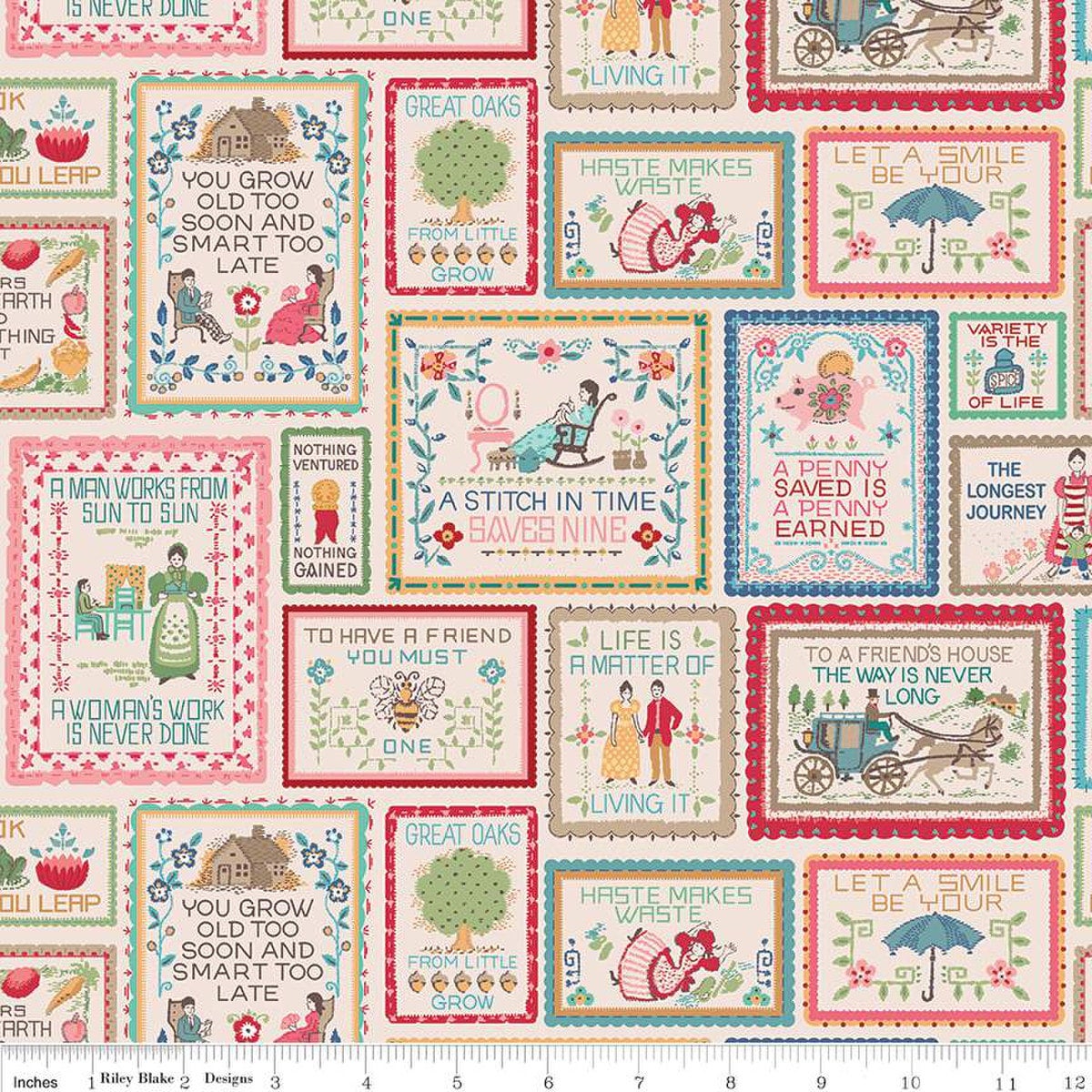 New! Home Town - Vintage Quilt Labels - Home Decorator Fabric - 36 x 54 - by Lori Holt of Bee in My Bonnet - Riley Blake Designs - HD13602